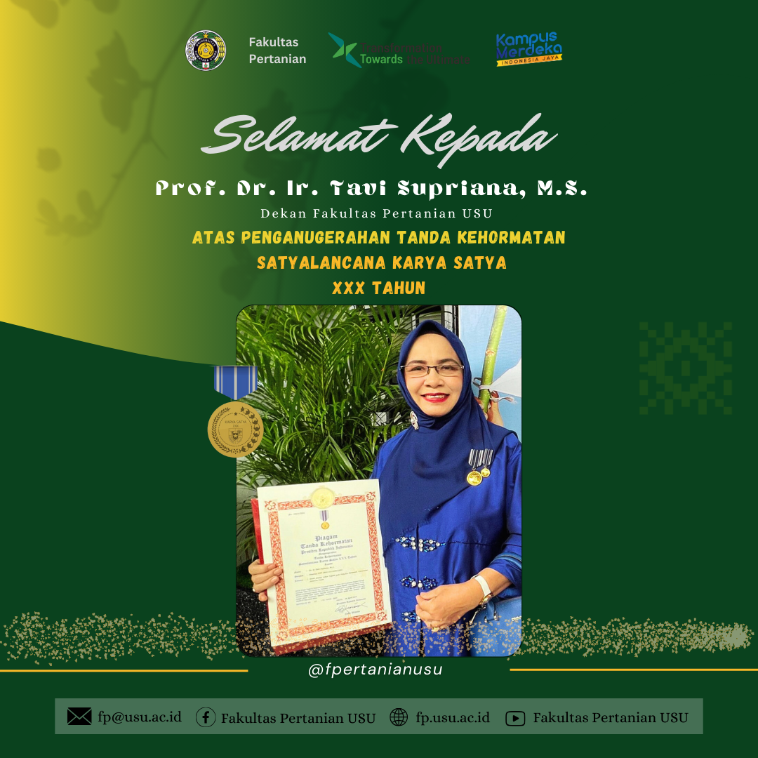 Awarding Satyalancana Karya Satya Honors to Lecturers and Staff at the USU Faculty of Agriculture